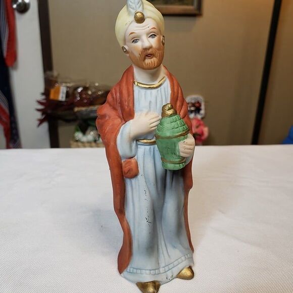 Vintage Frankel Hand Painted Porcelain Nativity Wise Man Figurine 6" Blue Eyes - Picture 2 of 6